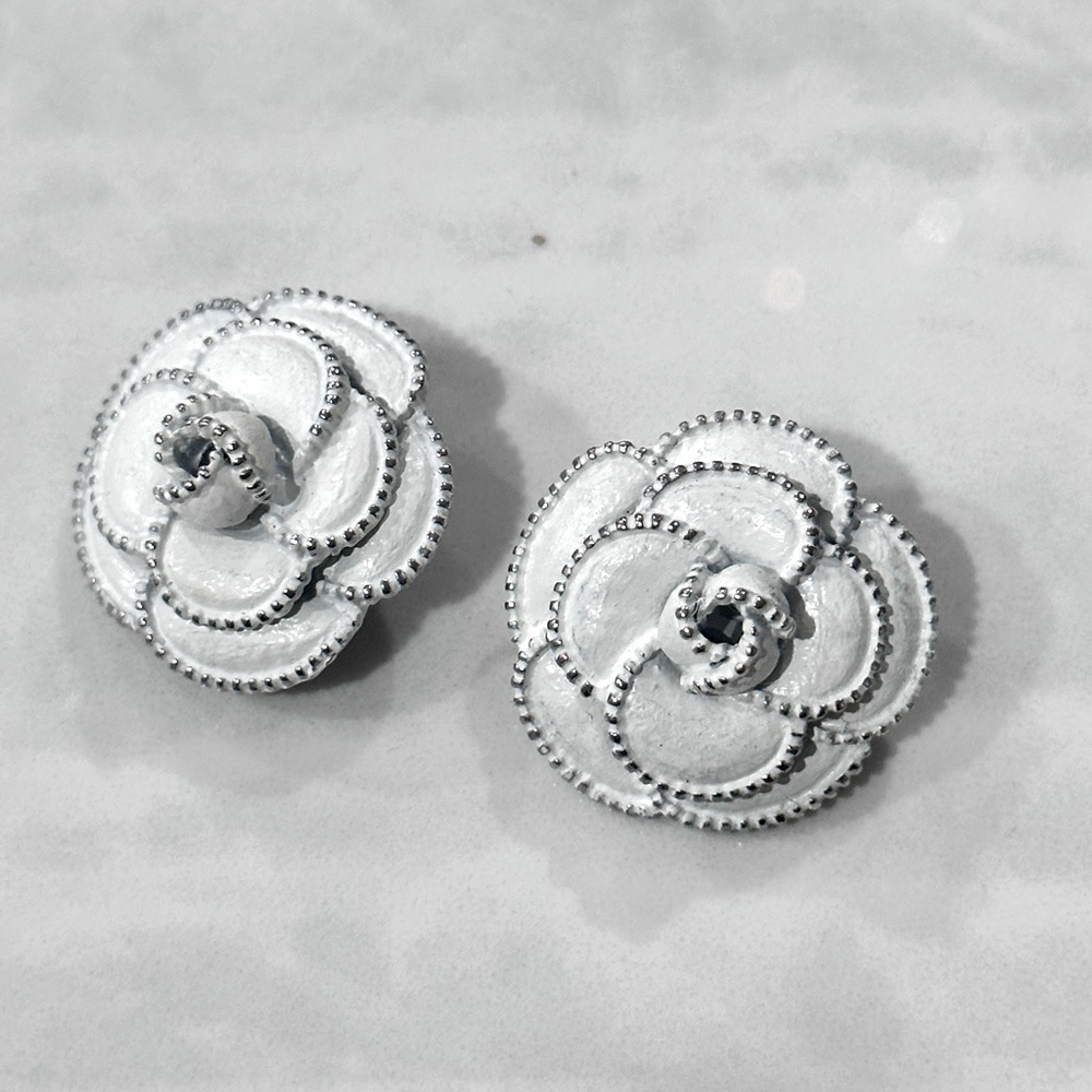 Vintage camellia clip on earrings